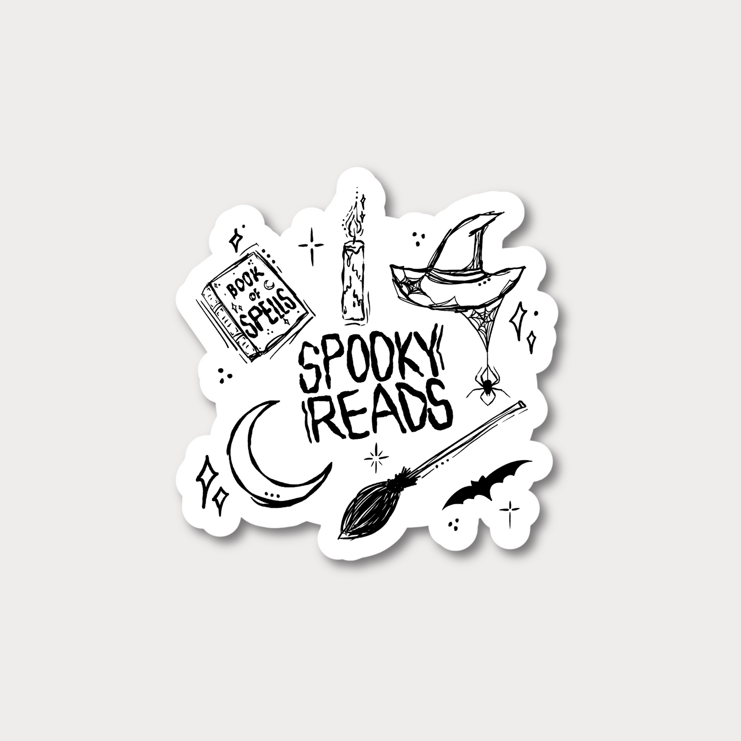 Spooky Reads White Sticker