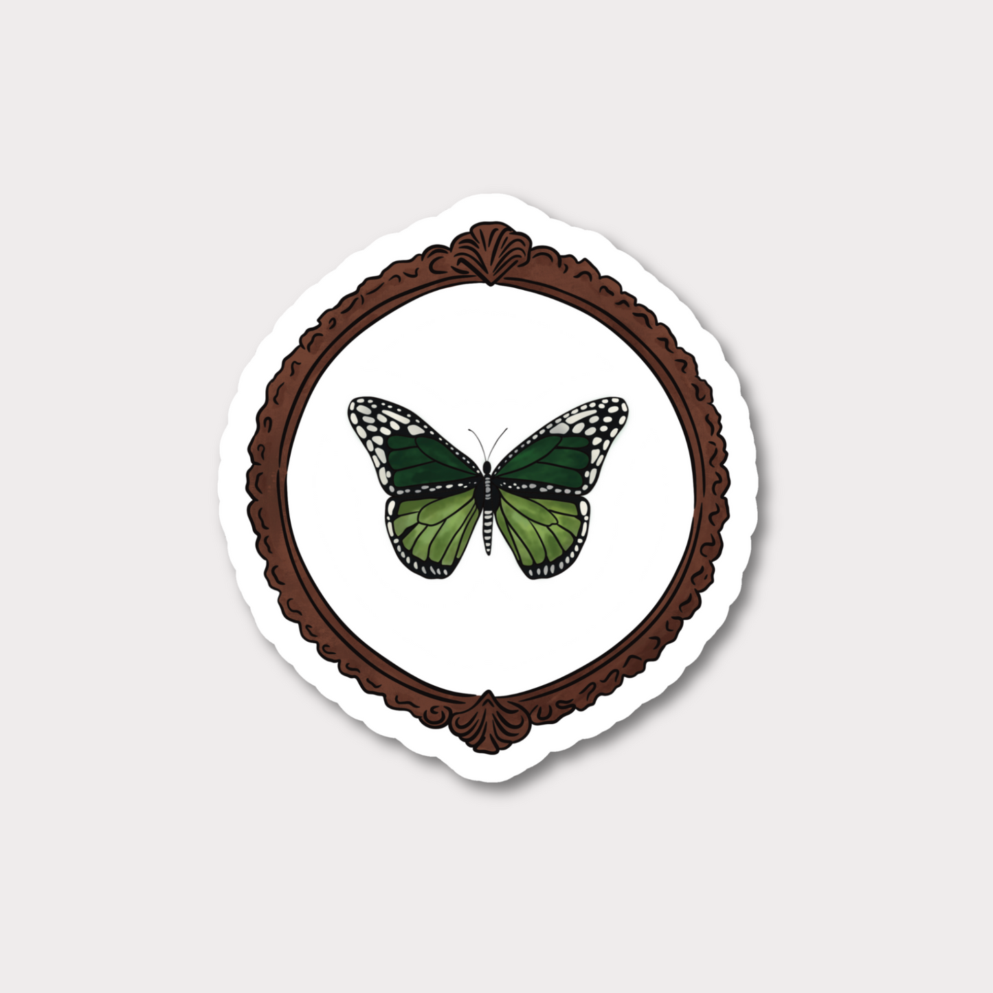Dark Academia Green Butterfly Clear Sticker