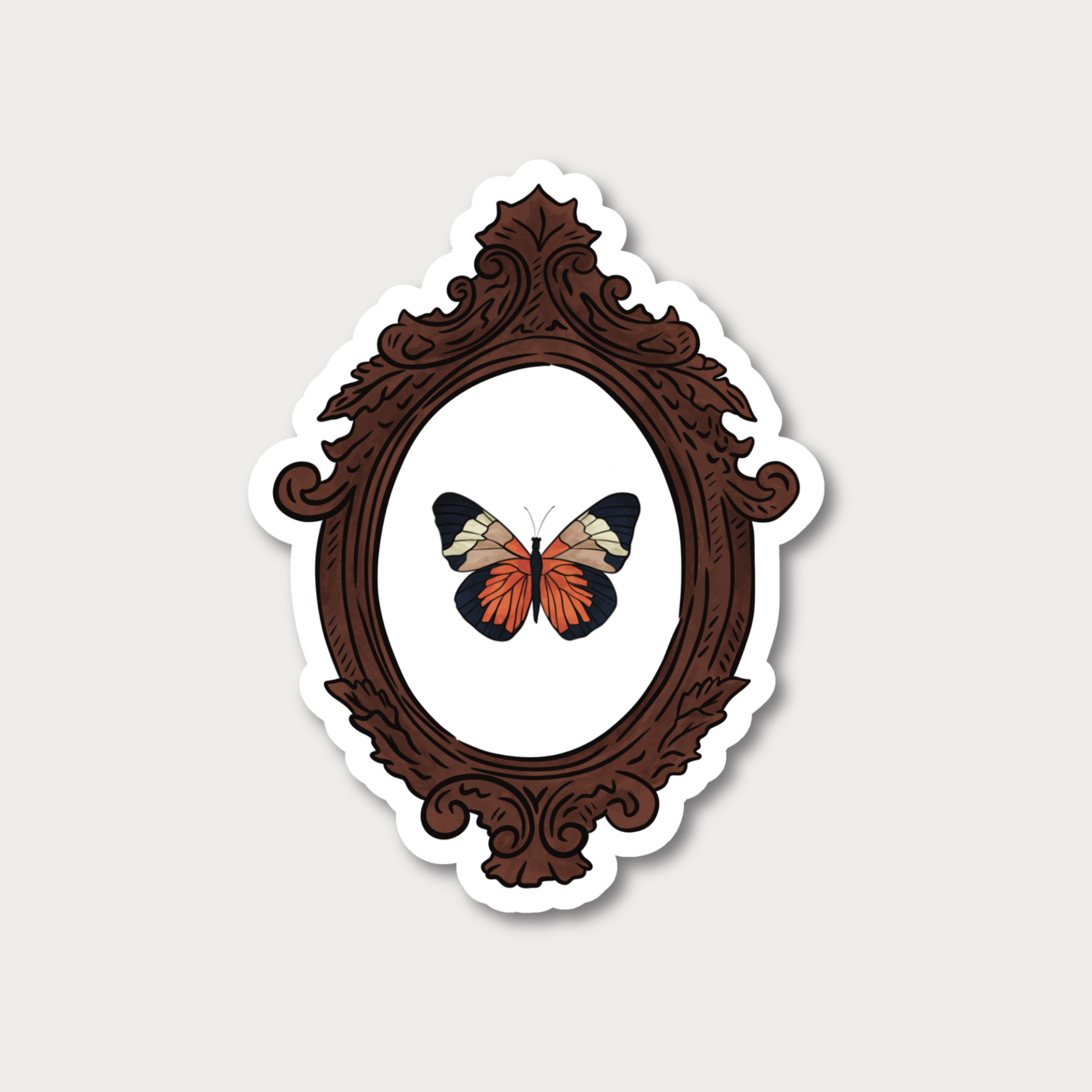 Dark Academia Orange Butterfly Clear Sticker