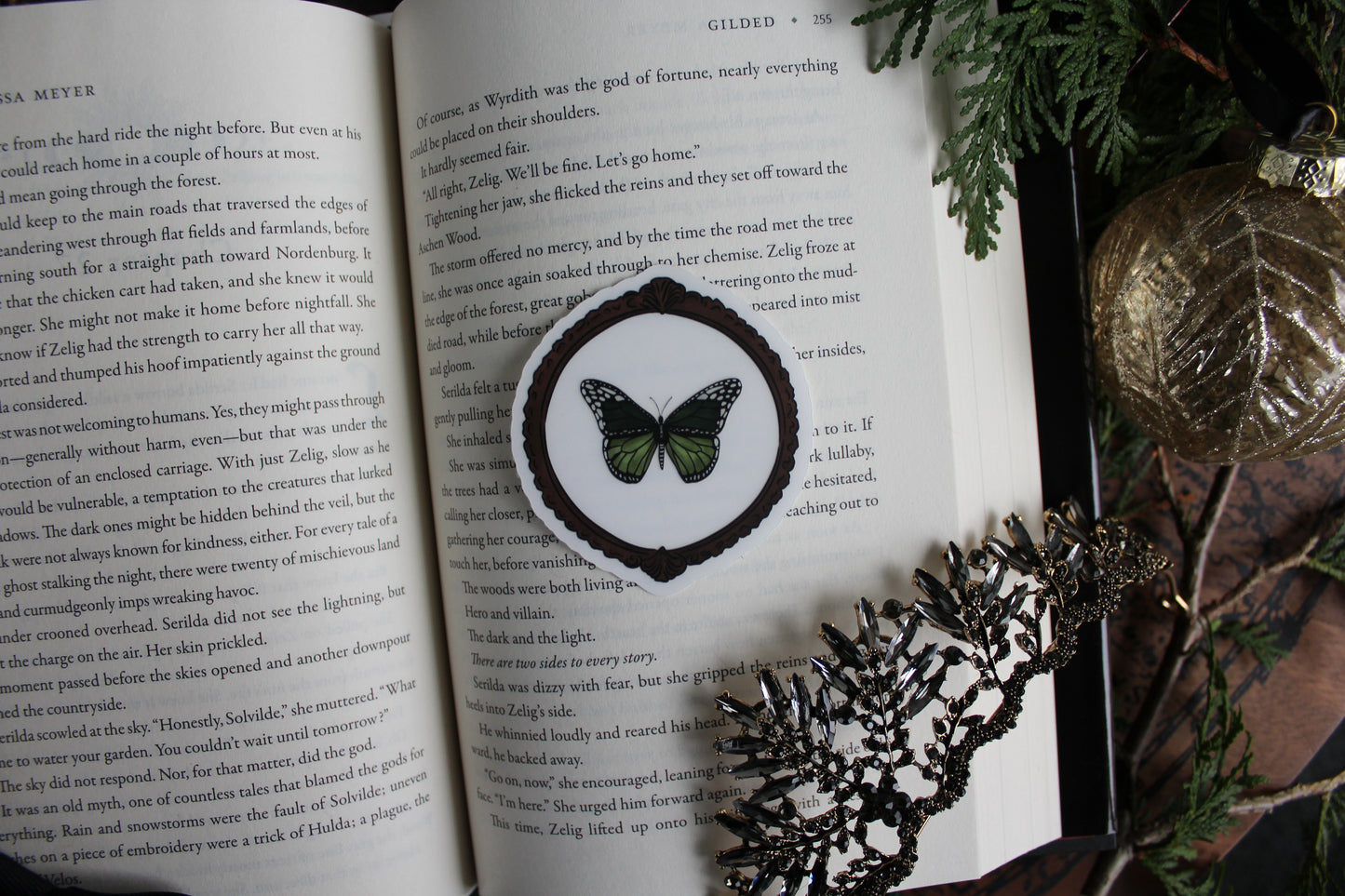 Dark Academia Green Butterfly Clear Sticker