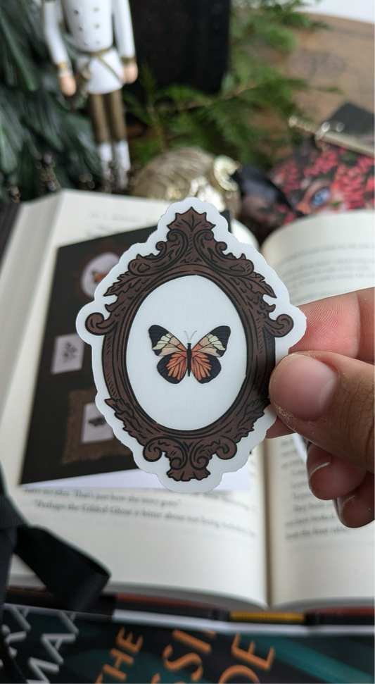 Dark Academia Orange Butterfly Clear Sticker