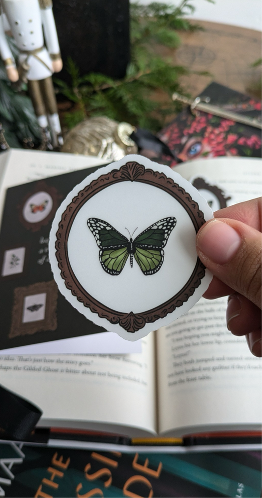 Dark Academia Green Butterfly Clear Sticker