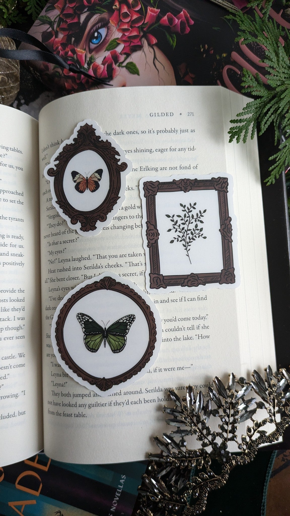 Dark Academia Green Butterfly Clear Sticker