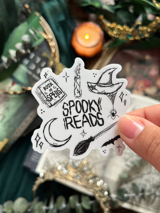 Spooky Reads White Sticker